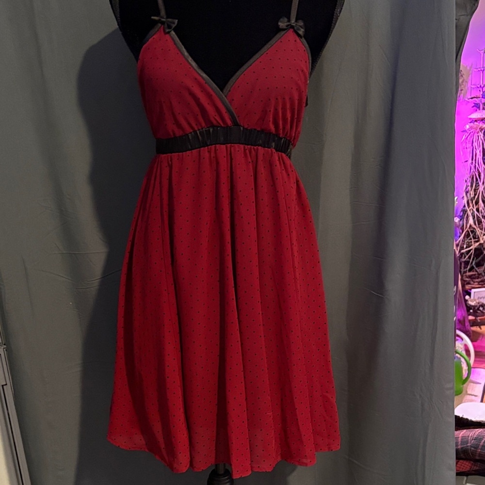Johnny Martin Red and Black Polka Dot Dress